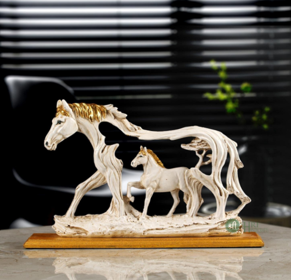 Resin 8" Action Handmade Vintage Horse Statue with Baby Horse